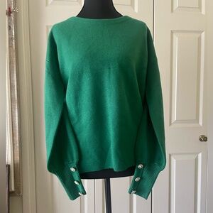 Tahari | Crewneck sweater pearl rhinestone buttons. Size medium. NWT.